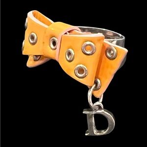 Dior Orange Bow Ring with Silver Charm